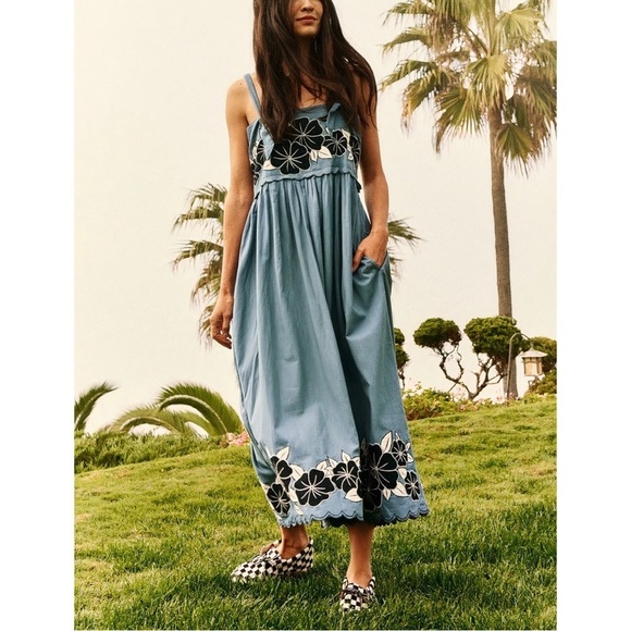 THE GREAT. Dresses & Skirts - THE GREAT. Embroidered Midi The Applique Floral Horizon Dress